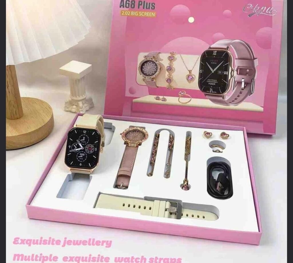 Smartwatch A68 Plus + Set de Joyas – REGALO PERFECTO